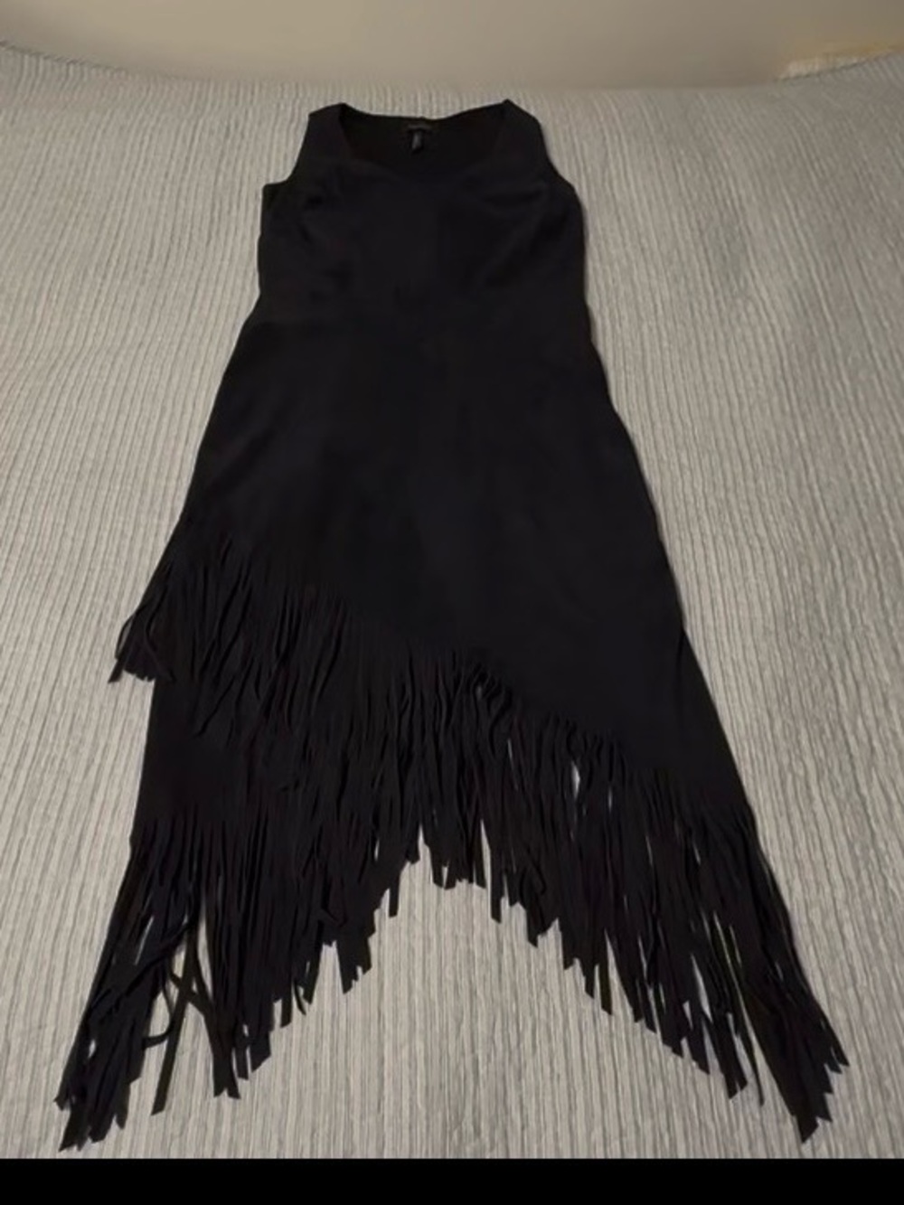 Laundry Shelli Segal blk faux suede fringe dress, sz 2, gently used